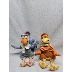 Vintage Dreamworks 2000 Chicken Run Ginger & Fowler Stuffed Beanie Plush Toy 9"